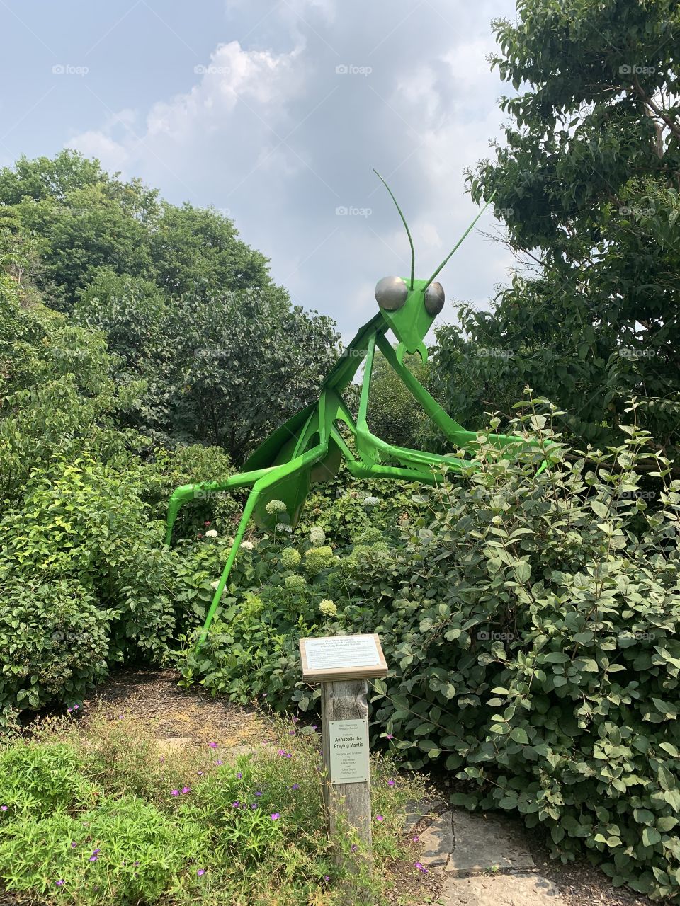 Annabelle, the 15-foot tall Praying Mantis, at the Phenology Garden at Ohio State University.