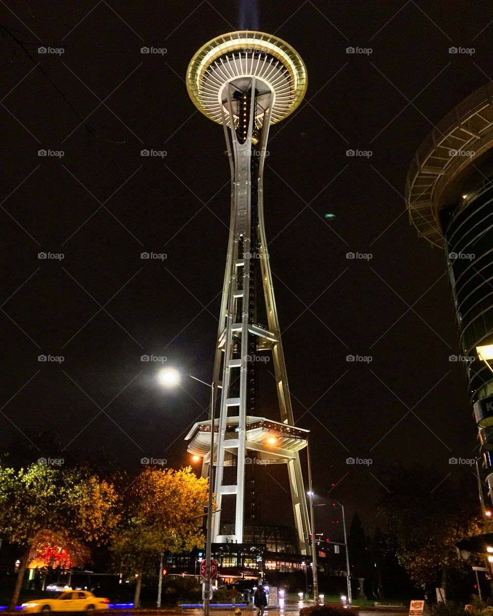 Space needle at night