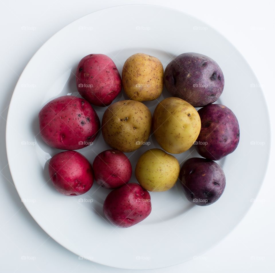 Three different types of potatoes