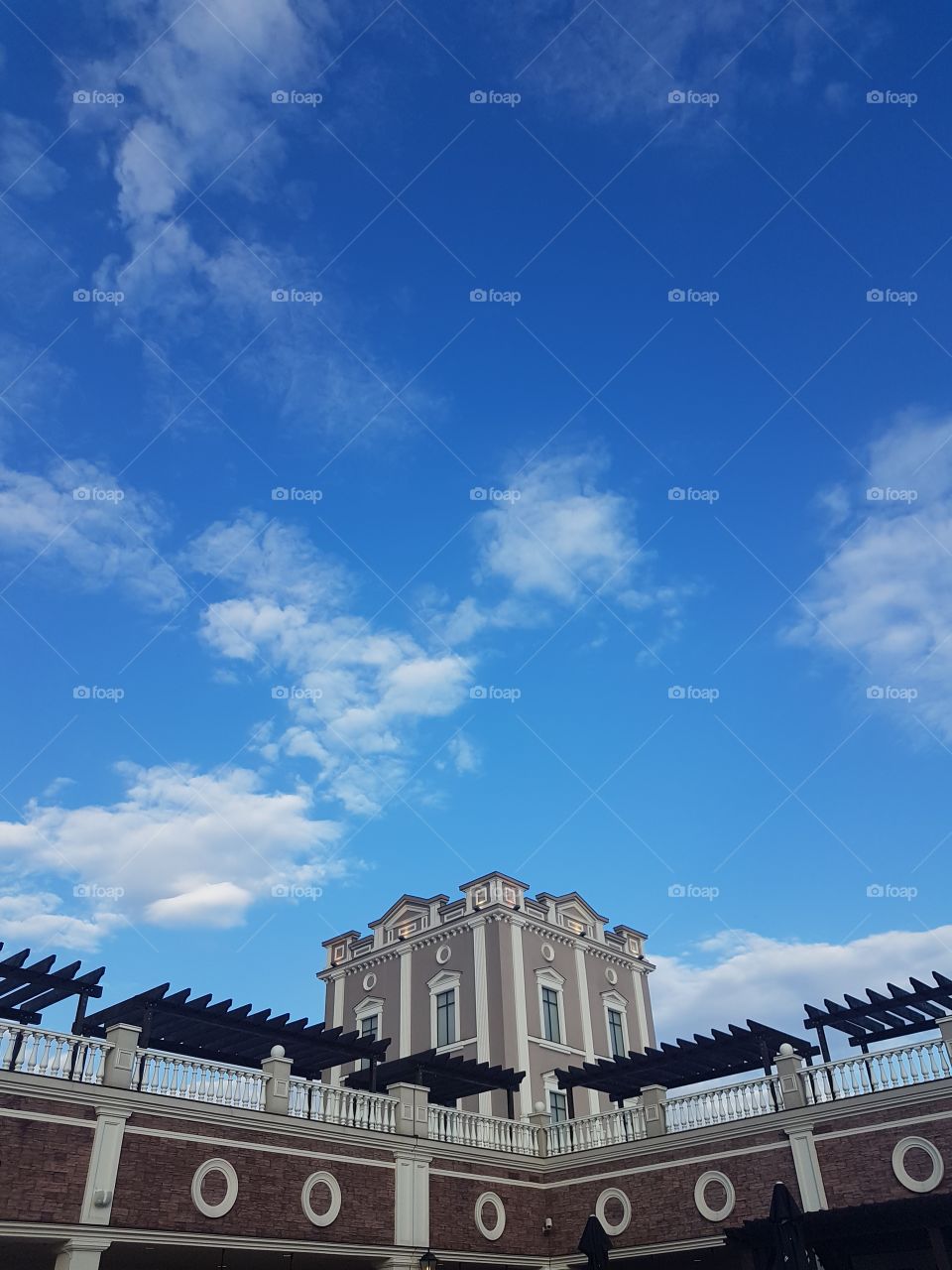 blue sky over the shopping centre