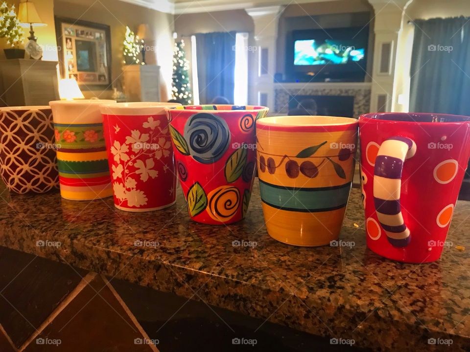 Mugs of hot chocolate on a snowy afternoon