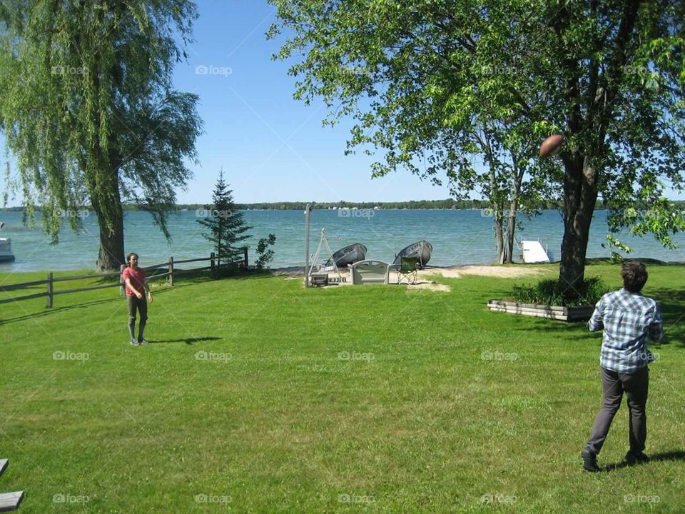 Football by the lake. vacation in northern Michigan