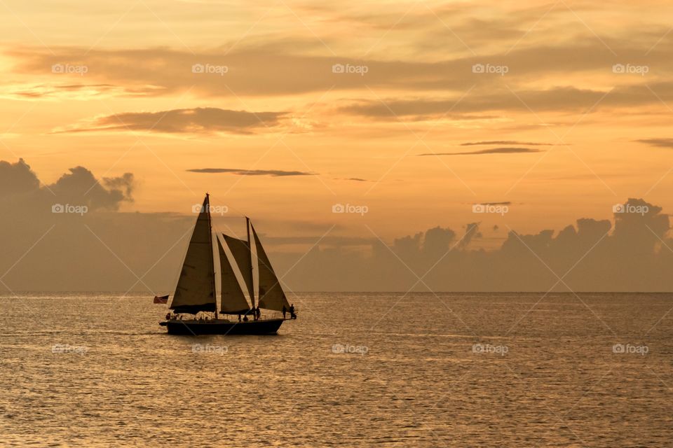 Sailing at sunset 