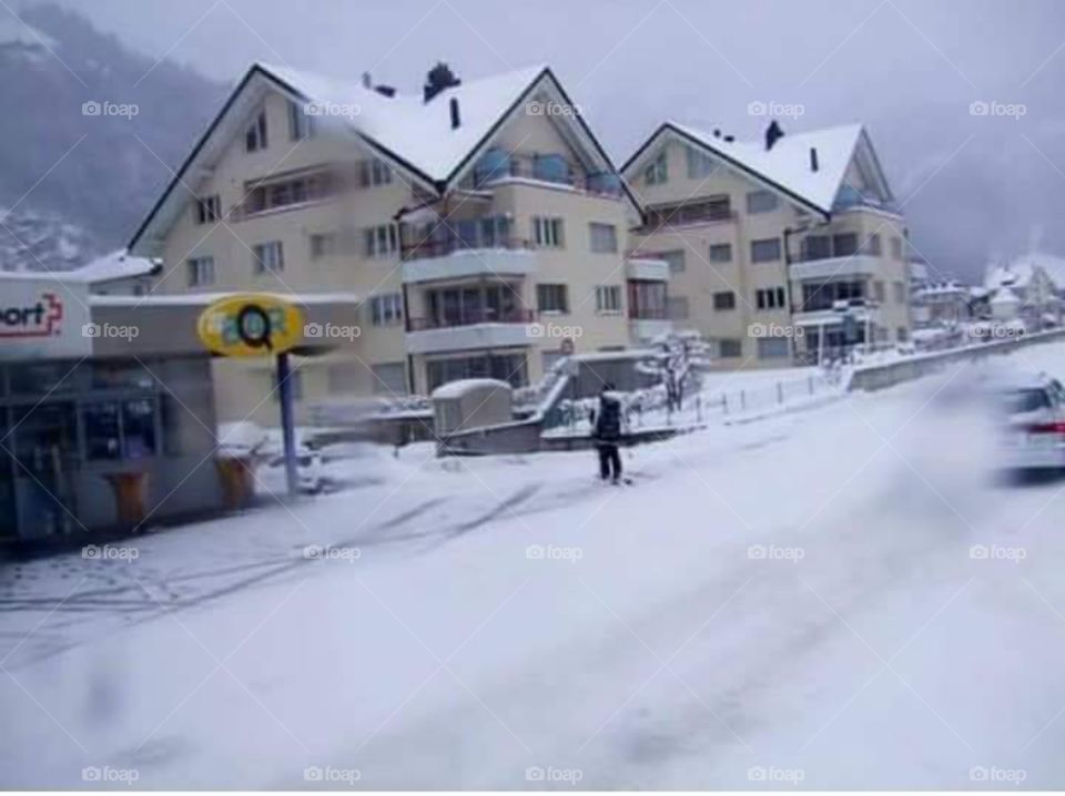 Houses in winter otw to Engelberg Switzerland
