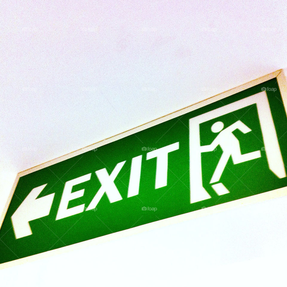 green exit sign emergency by wacharapol