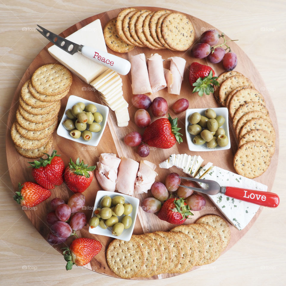 Rustic charcuterie wheel savory and sweet