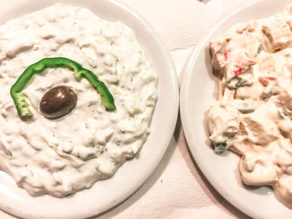 High angle view of food in plate