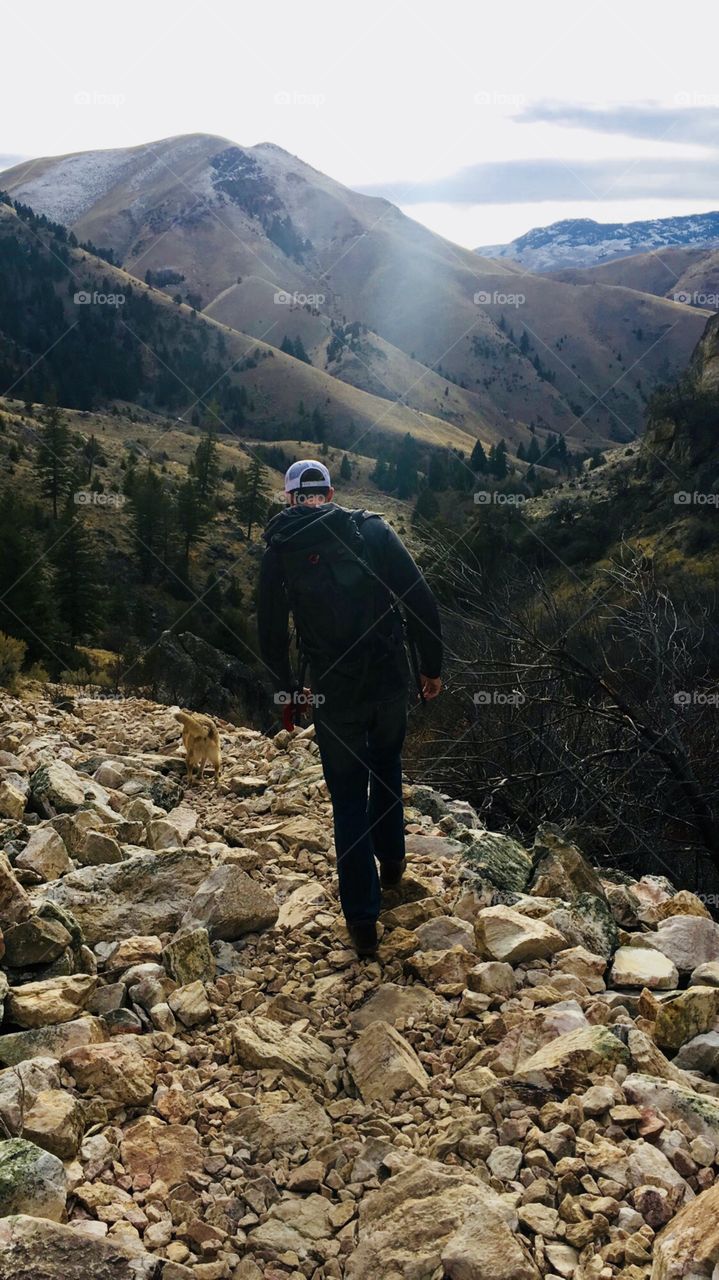 Guy hiking in Idaho