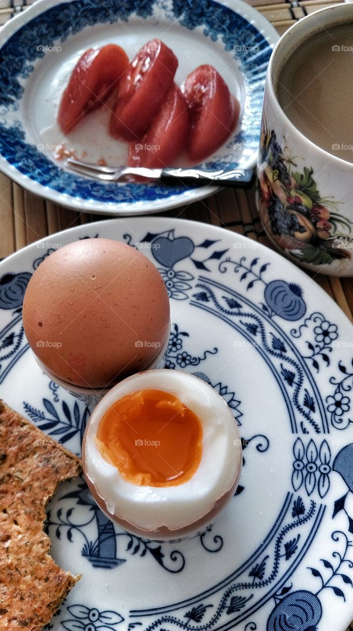 Boiled egg on plate