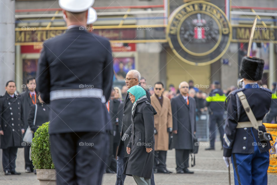 Halimah Yacob And Mohamed Abdullah Alhabshee At The Dam Square Amsterdam The Netherlands 21-11-2018
