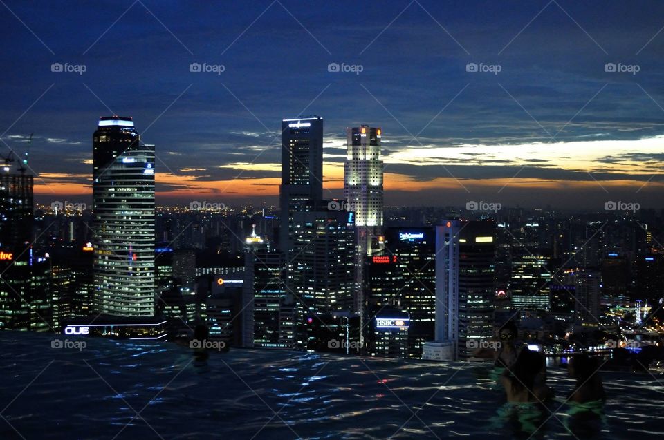Singapore sunset from top of Marina Bay Sands
