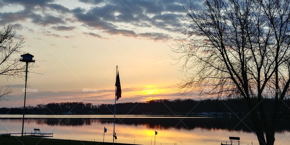 American Flag at Dawn