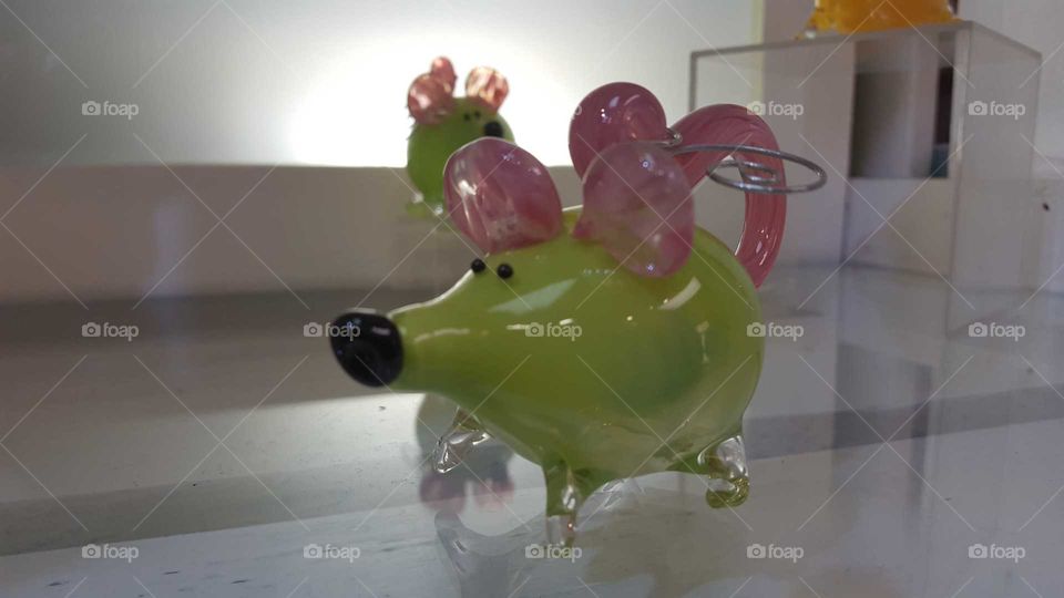 glass pig ornament blown glass