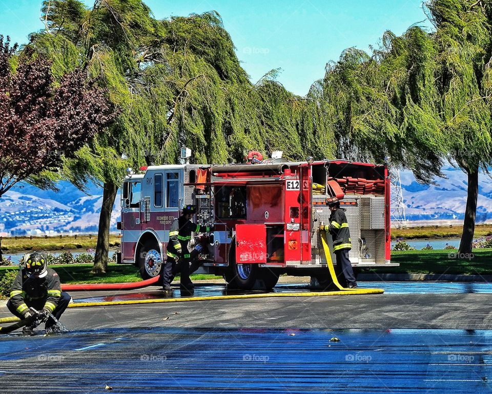 Fire fighter in training