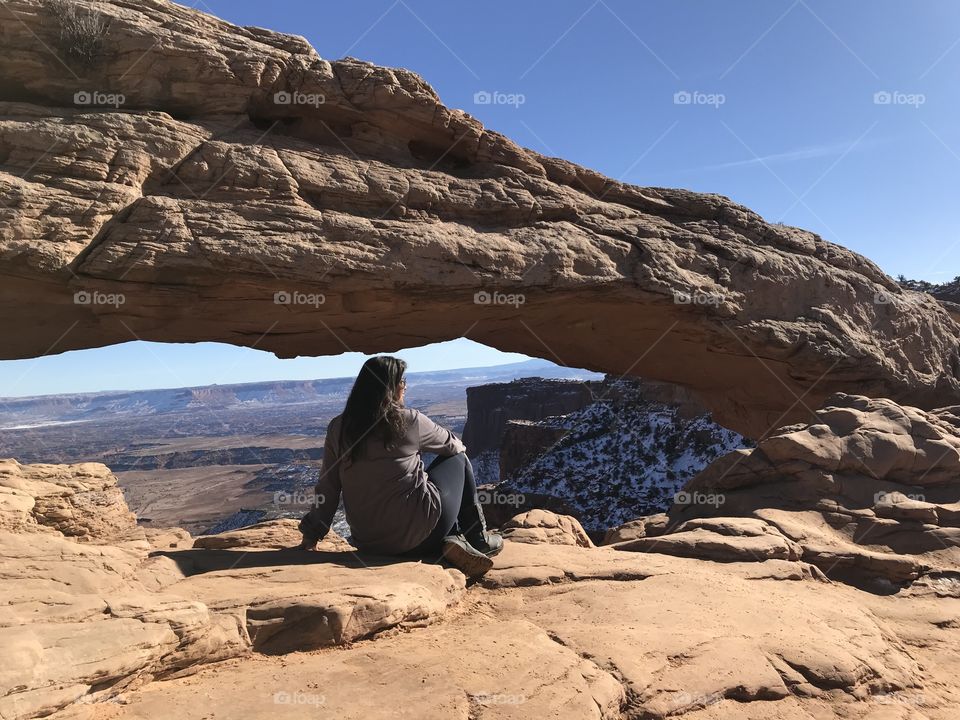 Woman enjoying the view at canyonlands