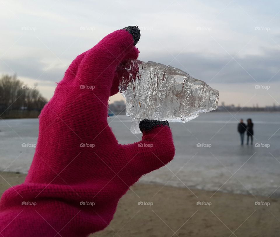 Ice in a hand