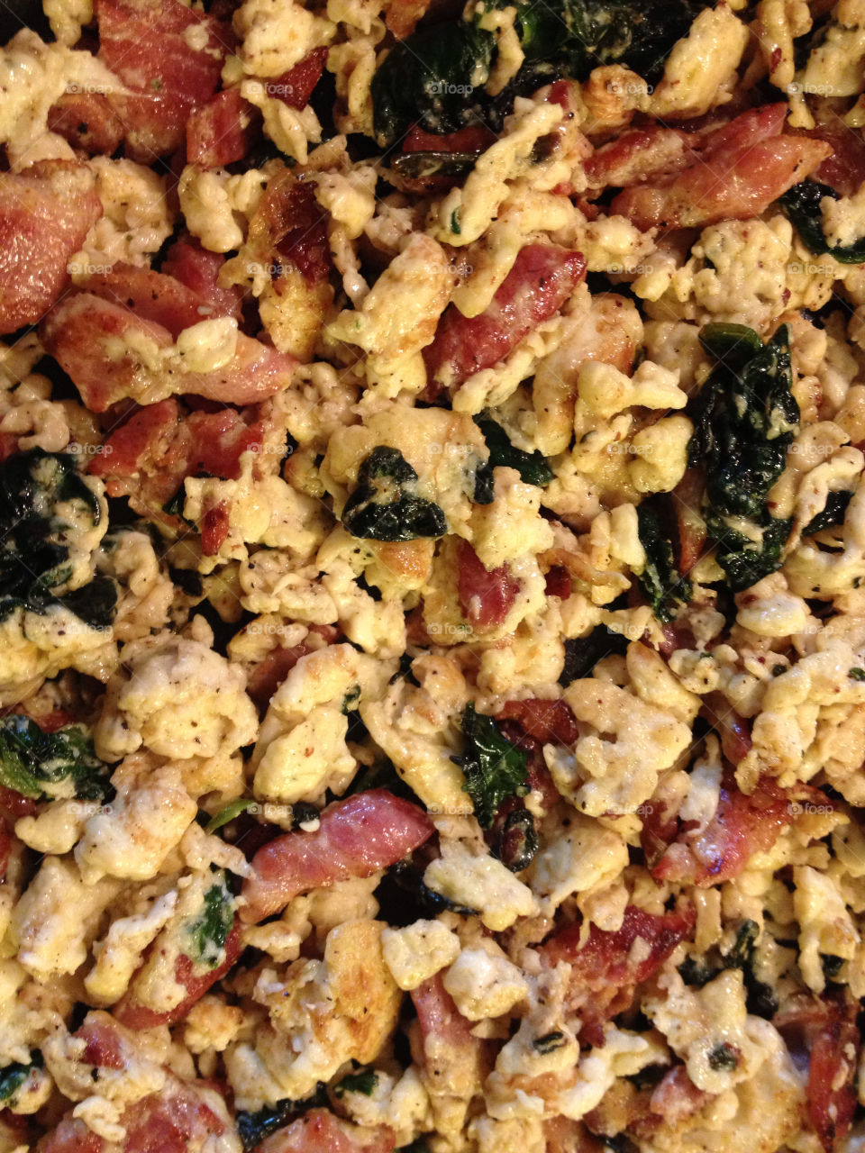 food bacon spinach scrambled egg by jonekl