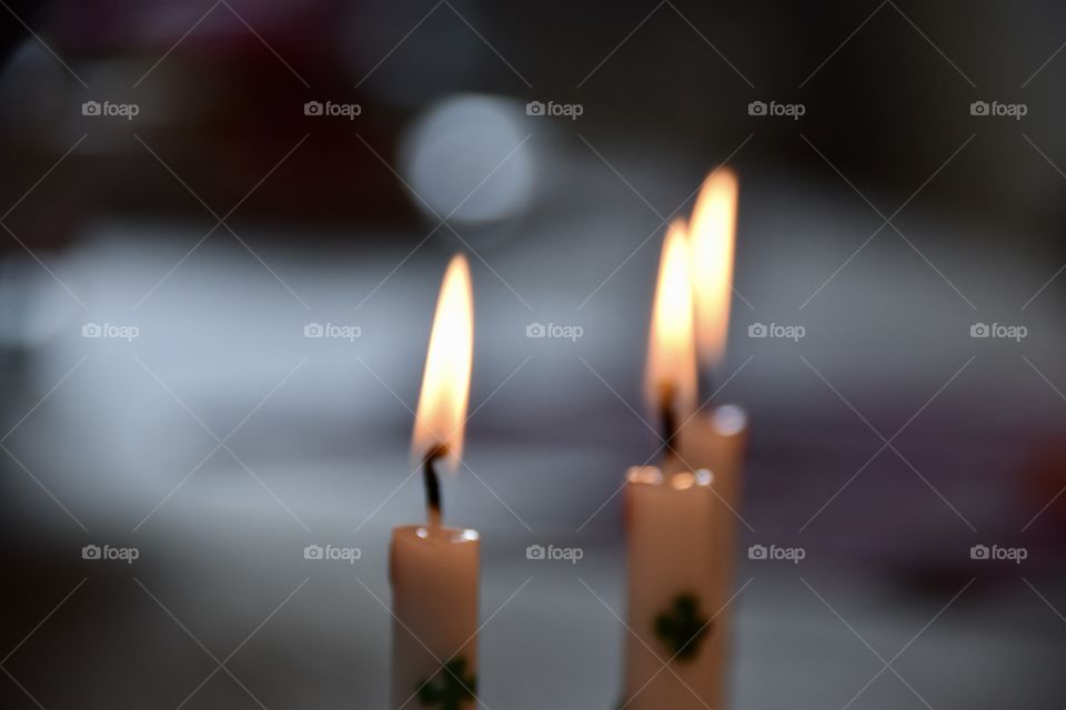 Candle burning with a bright light