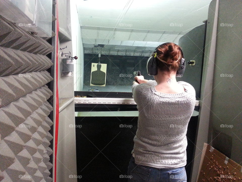 practicing at the gun range