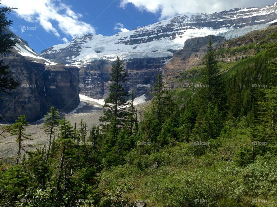 View of glacier above lake Louise 