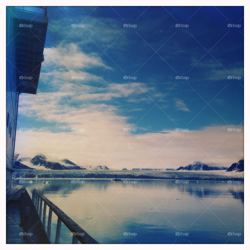 Calm arctic seas near Svalbard, Norway. 