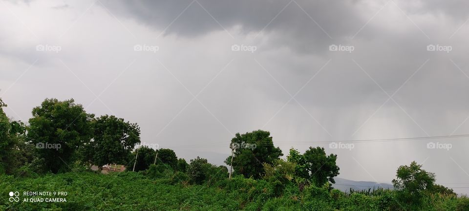 Water is falling over the hills