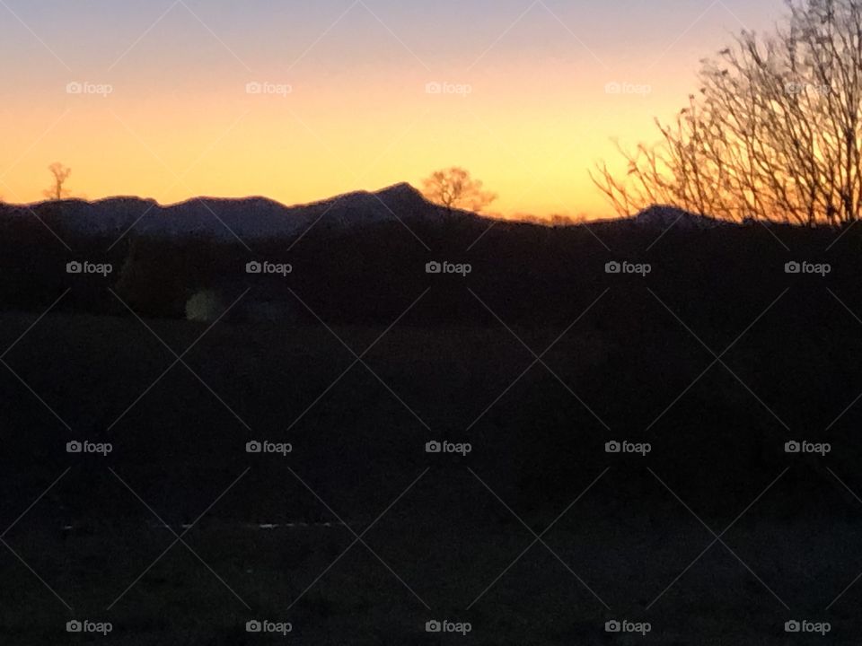Sunset behind the Sauratown Mountains 