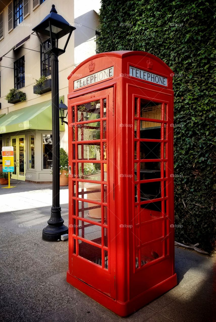 Charming red phone booth