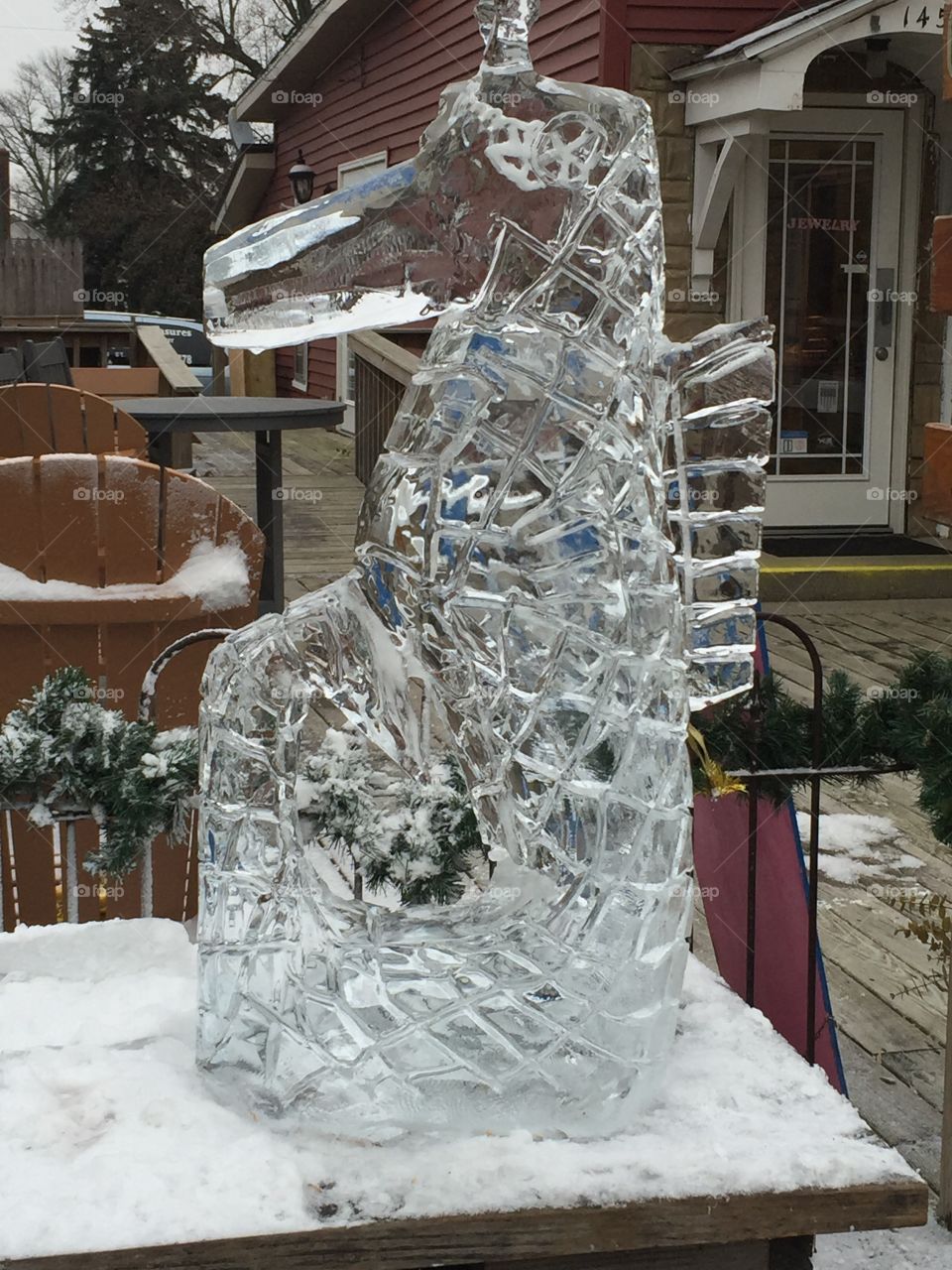 Seahorse ice sculpture