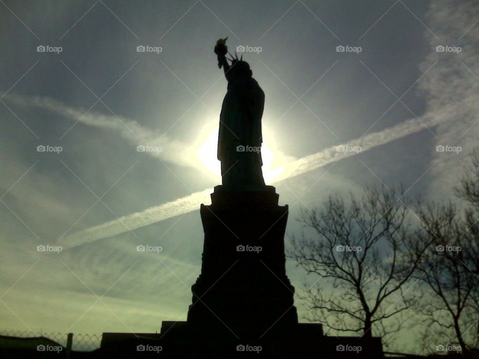 Lady Liberty at dusk 