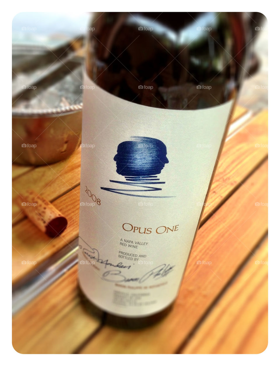 Bottle of 2008 Opus One red wine.