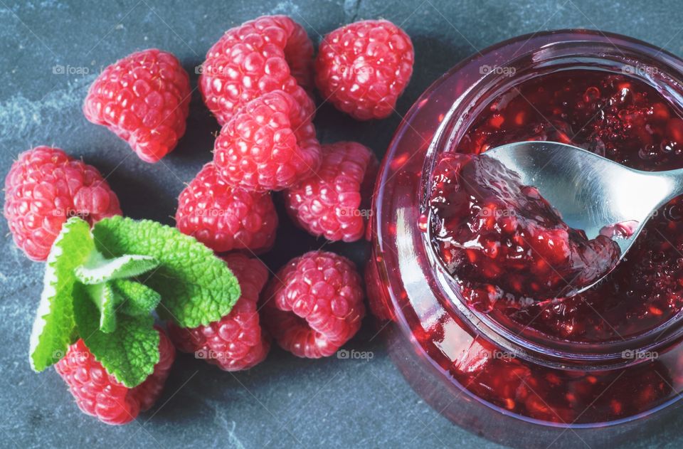 Homemade raspberry jam