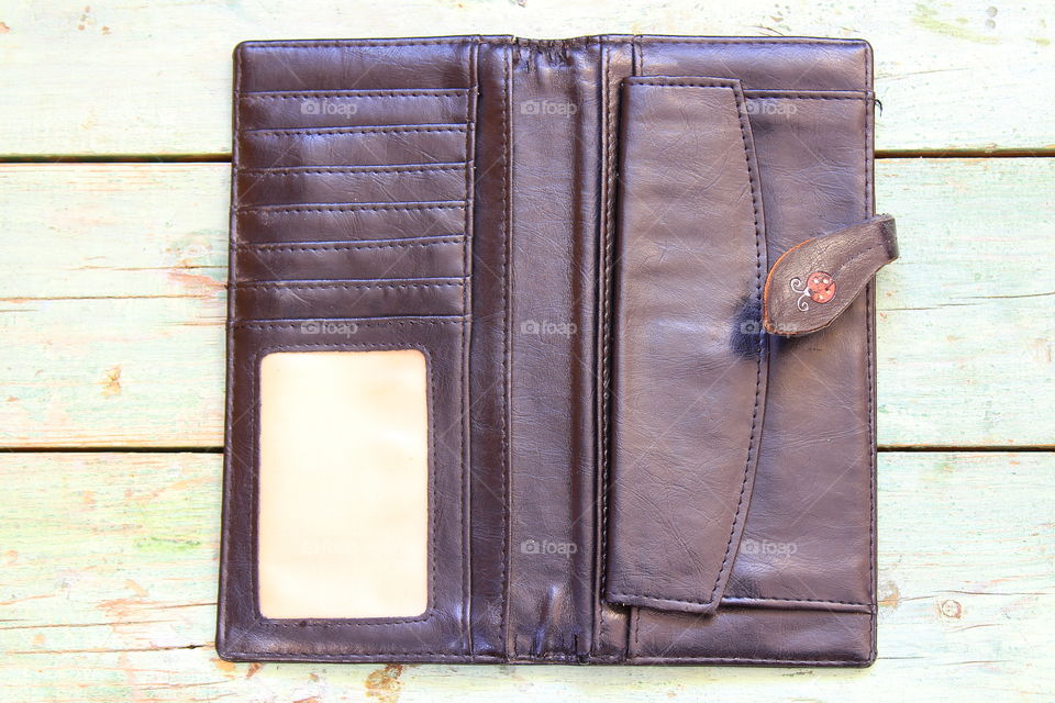 leather wallet opened