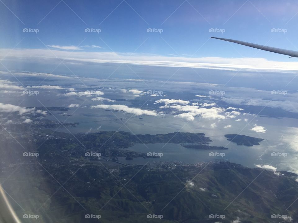 A view of San Fransisco, California from The Plane