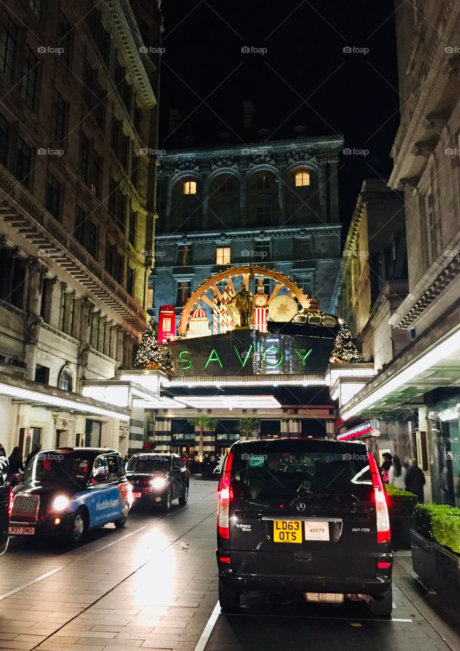 Savoy Hotel London nightlife city lights