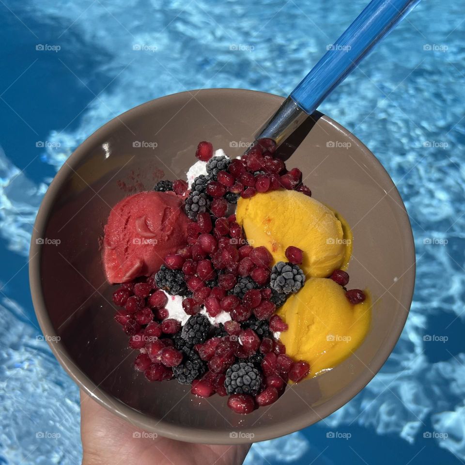 Ice cream by the pool