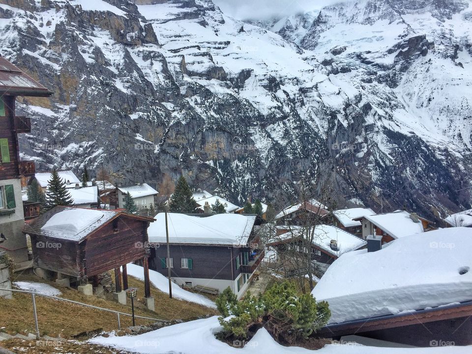 Swiss valley in winter