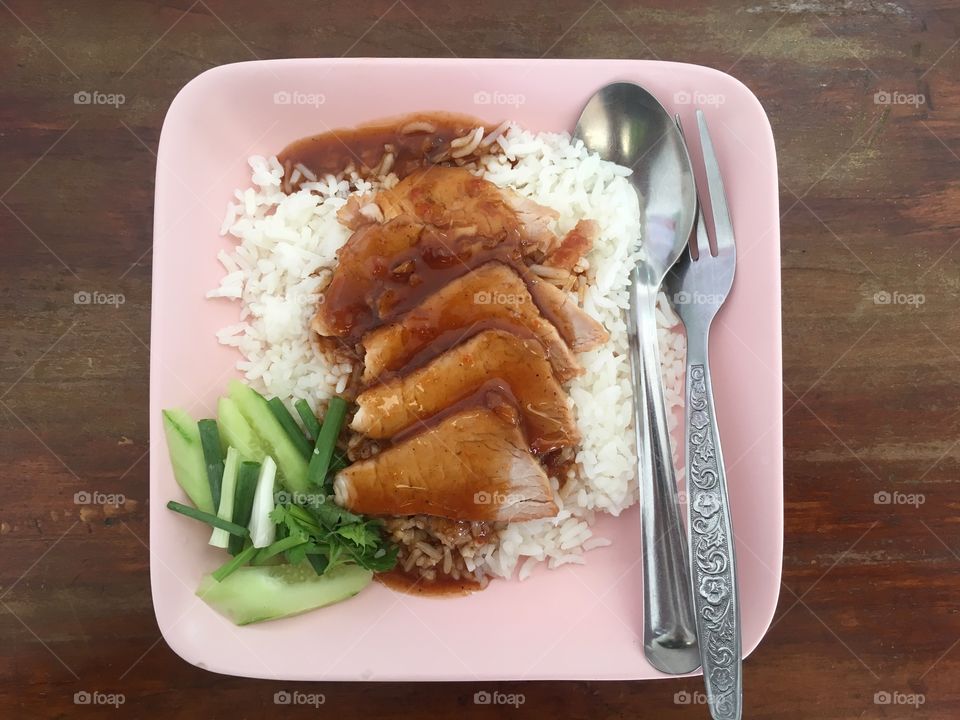 Thai food is Red Pig Rice 