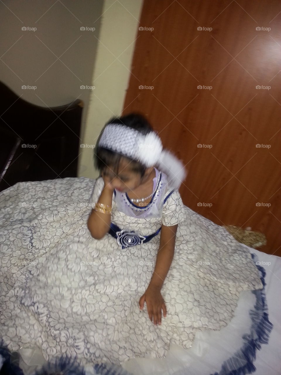 A girl in happiness and shy