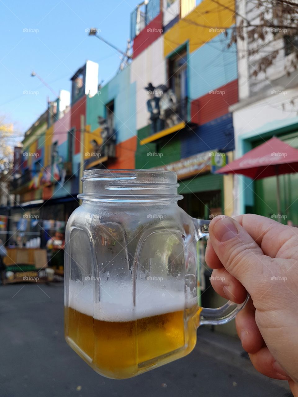 beer glass in caminito, buenos aires, argentina