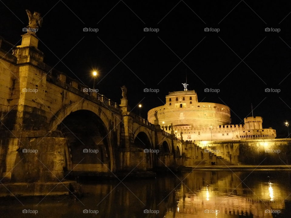 Castel Sant'Angelo. Night view of a castle near the Vatican.