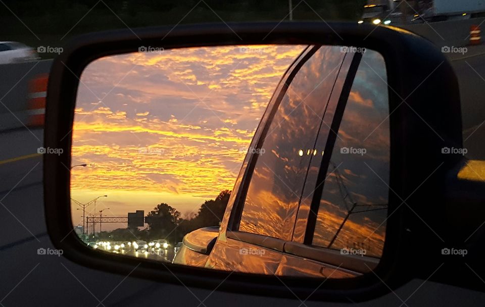 Sunrise reflection in mirror