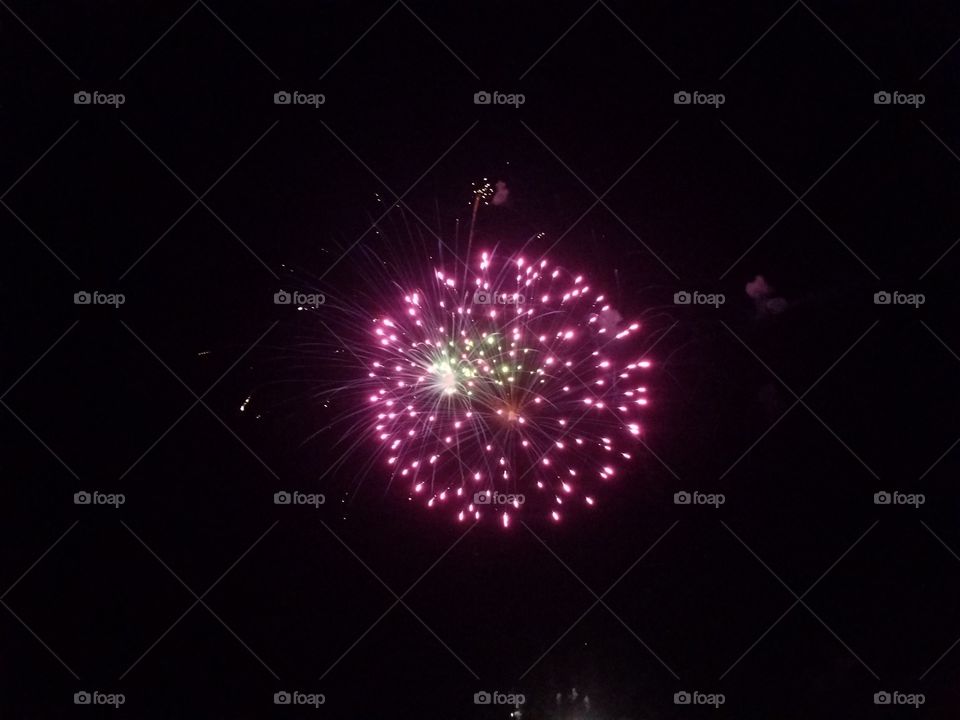 purple and gold firework
