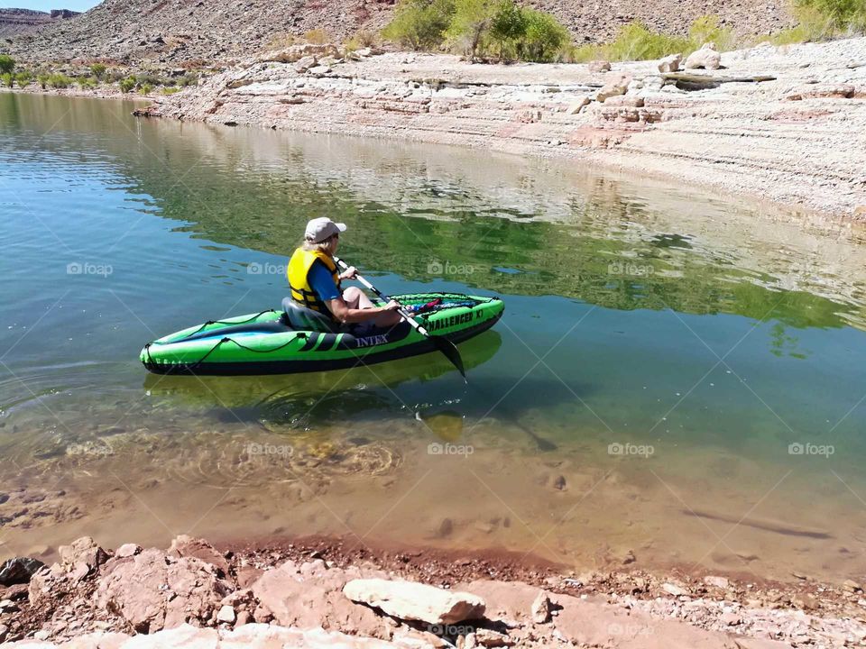 Kayaking on a Clear Lake