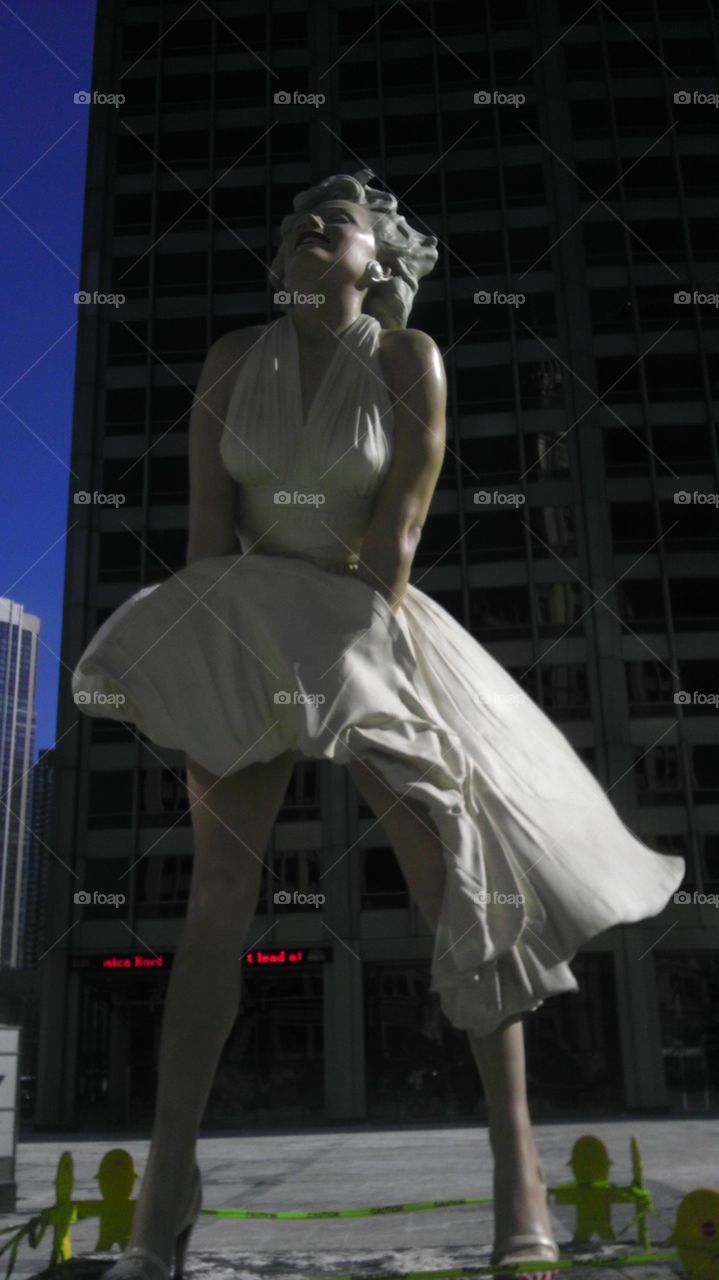 It's a photograph I took of a giant Marilyn Monroe art statue in Chicago.