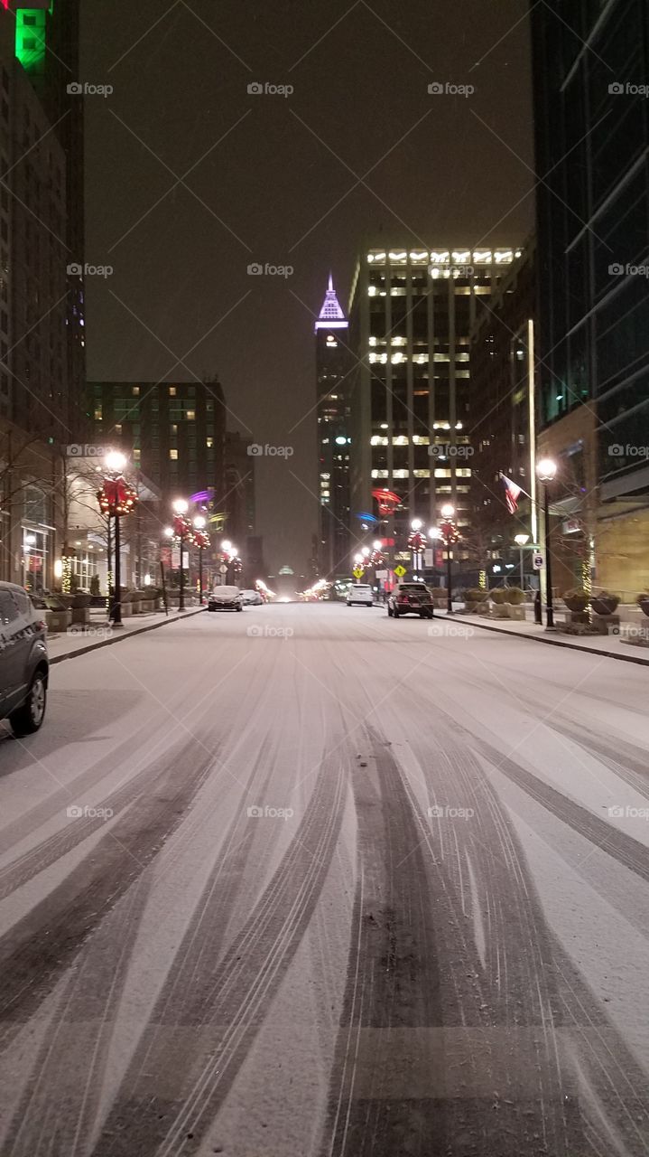Snowy Raleigh, NC streets