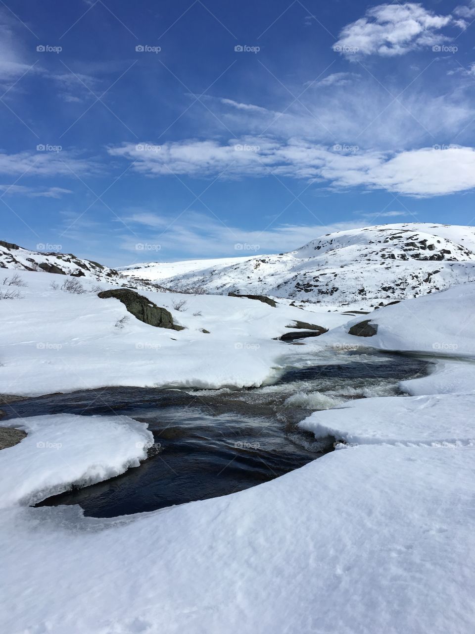 View of frozen lake in winter