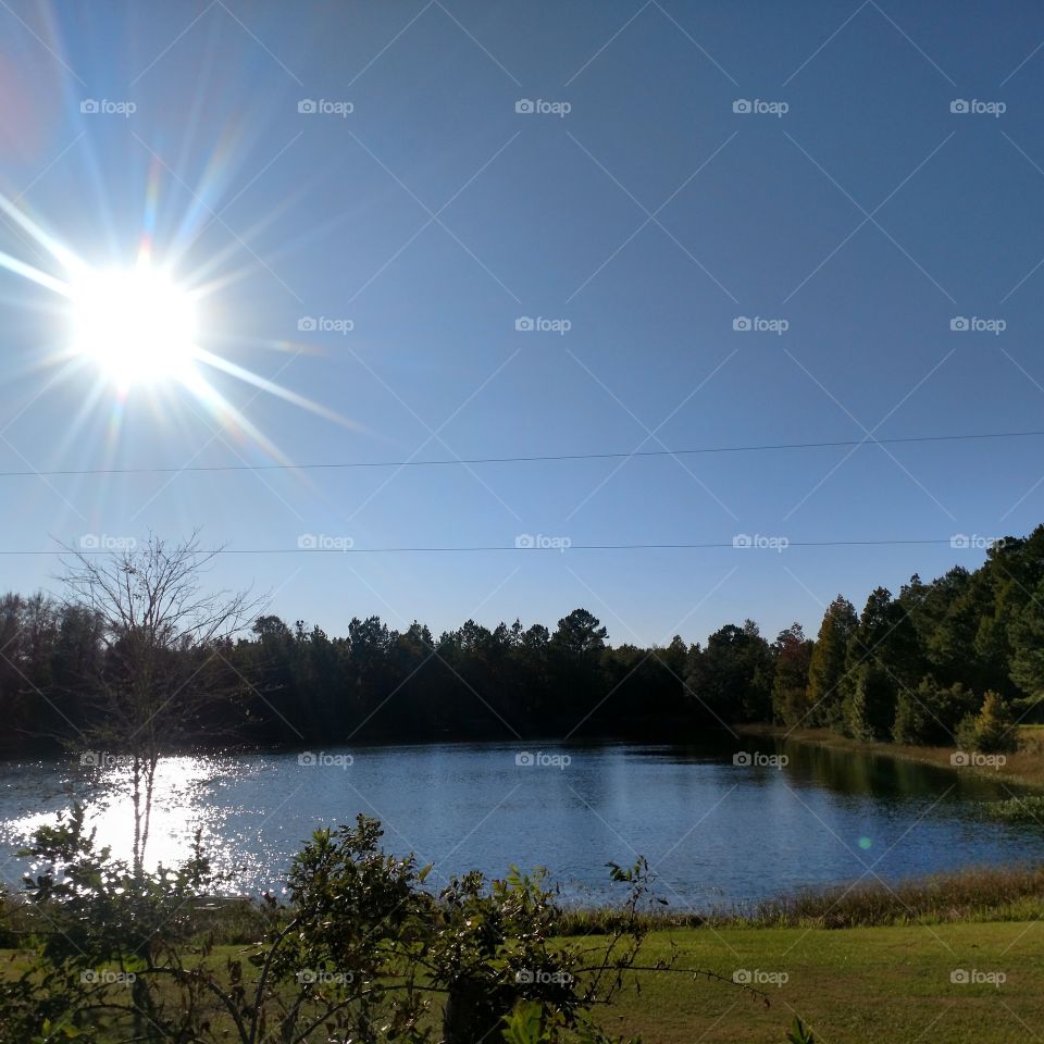 sunset, pond, fall in the air, chilly outside