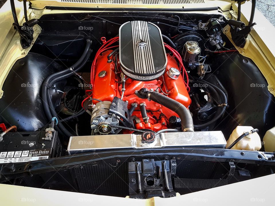 Beautiful engine of a classic car