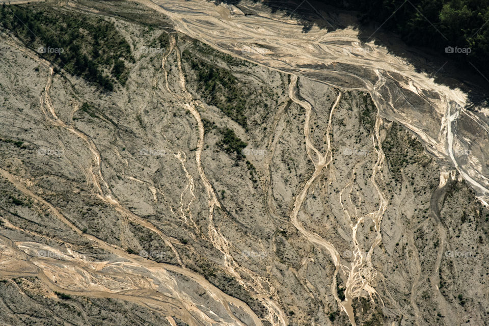 Aerial of tributaries to a river